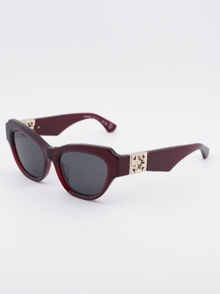 Burberry Be4423f 412887 Sunglasses Bordeaux Cat Eye Frame, Dark Grey Lenses